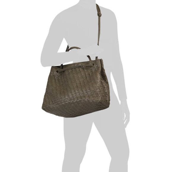 WALTER BAKER Dark Olive Leather Hazel Large Hand Woven Multi Compartment Tote - Picture 2 of 2